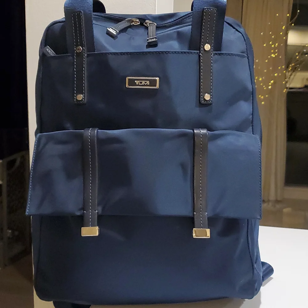 Tumi Epsom Convertible Backpack in Blue & Silver Hardware
